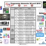 Programme U11 - Dimanche 28 avril l'après-midi